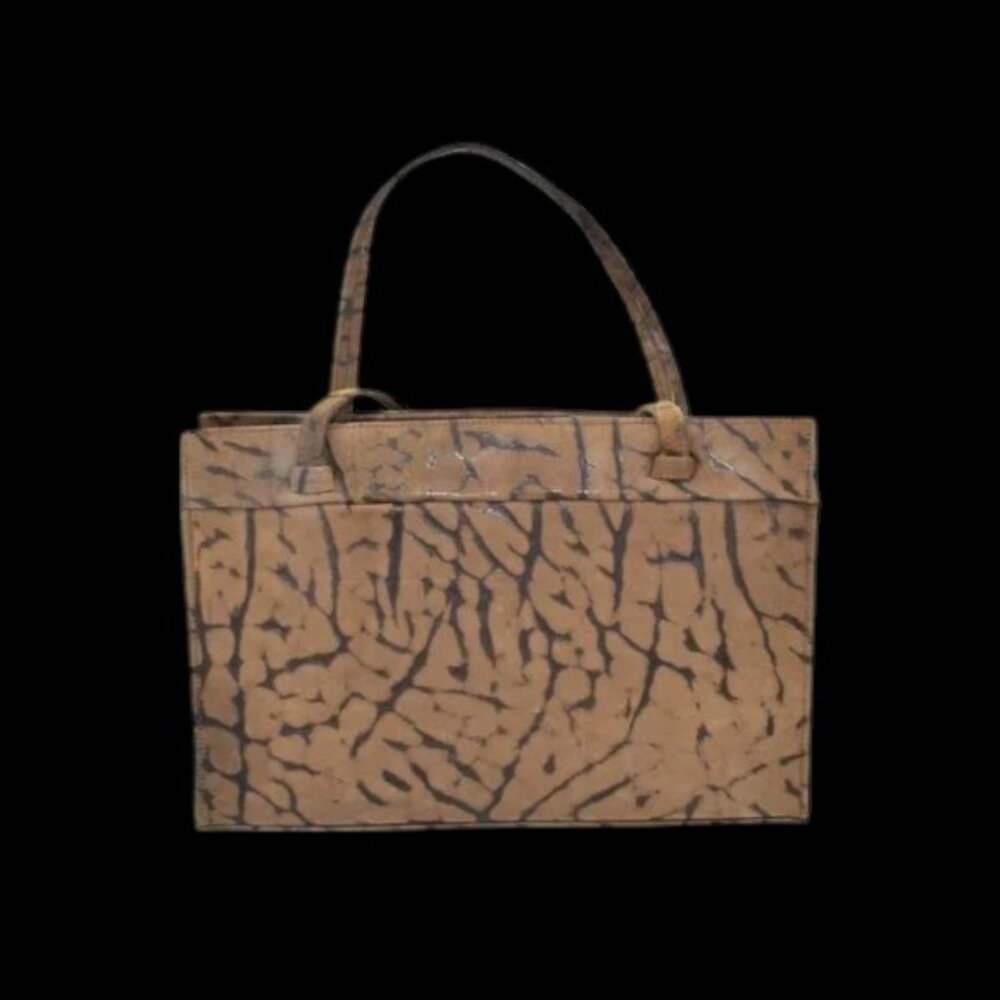 MCM Vintage Exotic Leather Satchel Handbag Purse Brown & Black